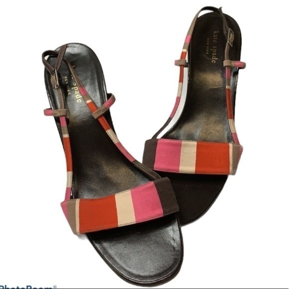 Kate Spade colorblock open toe strap heels